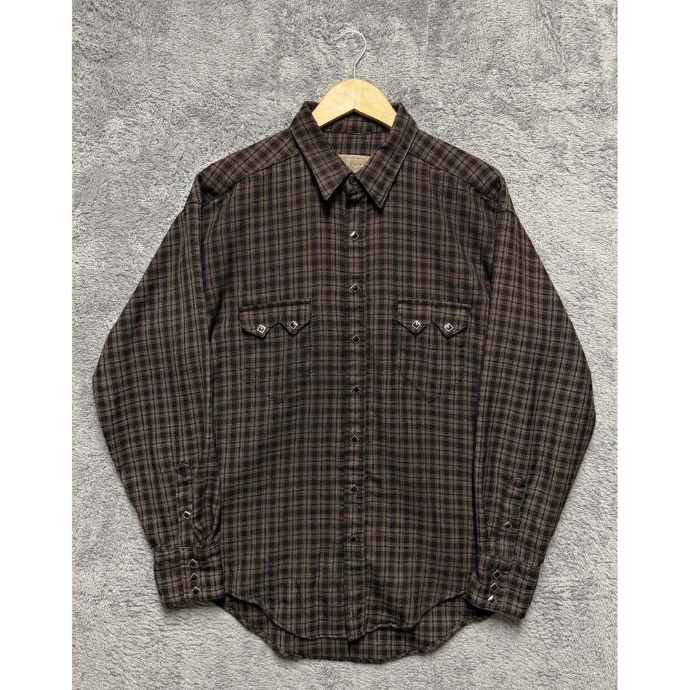 Rockmount Ranch Wear Shirt Mens M/L Brown Tru-West Sawtooth Pearl Snap Western‎
